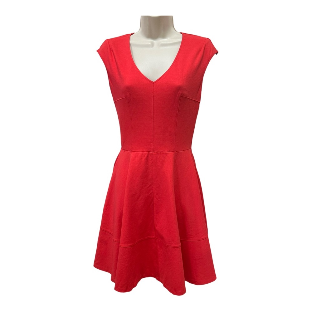⭐️ BAR III DRESS - RICH ORANGE - FIT & FLARE - ZIPPER - SIZE M - CAP SLEEVES ⭐️